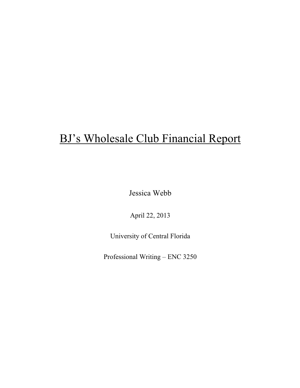 BJ's Wholesale Club Financial Report