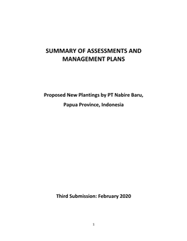 Summary of Assessments and Management Plans