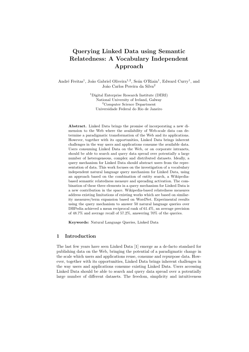 Querying Linked Data Using Semantic Relatedness: a Vocabulary Independent Approach