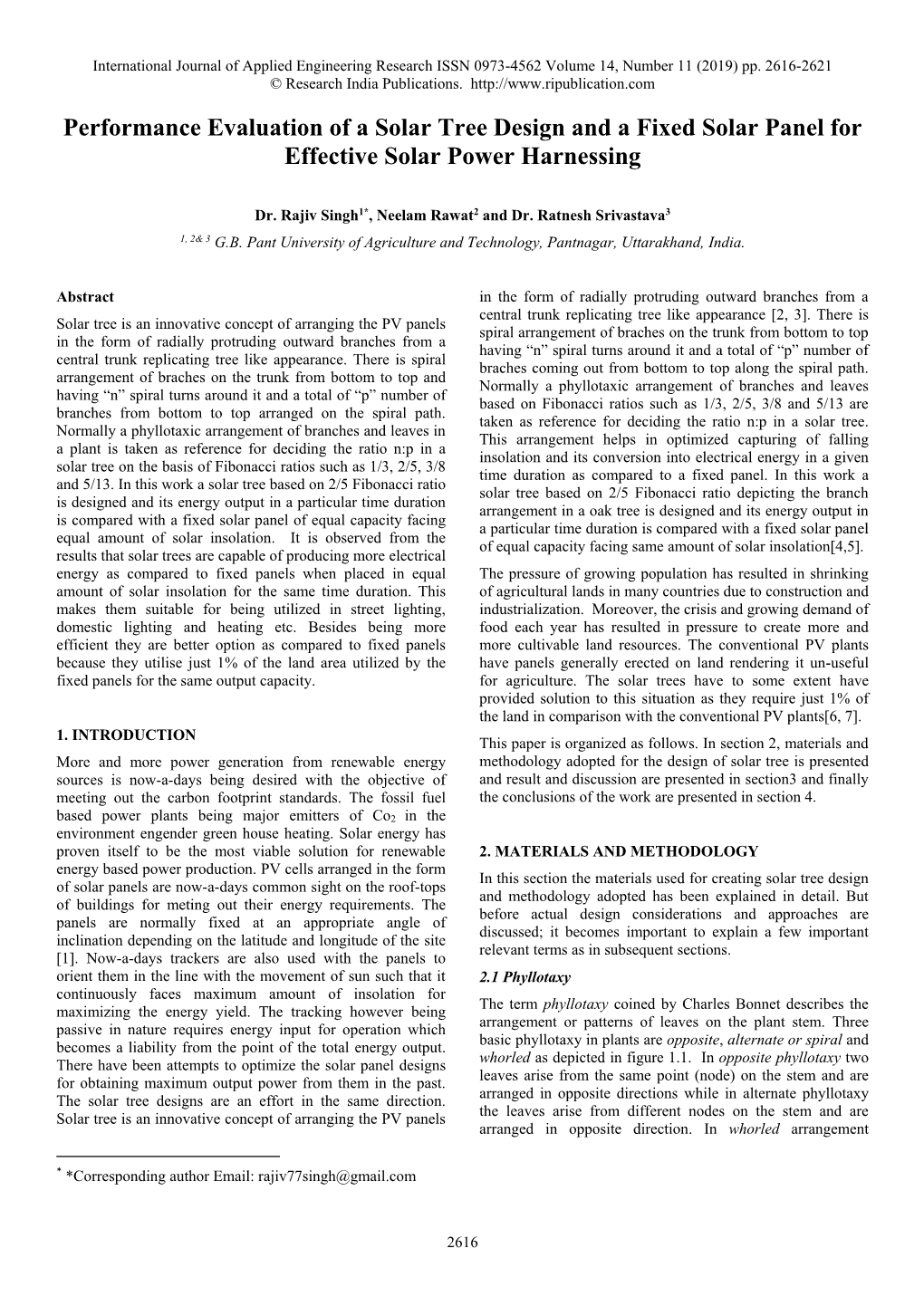 Performance Evaluation of a Solar Tree Design and a Fixed Solar Panel for Effective Solar Power Harnessing