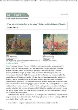 'Poor Abraded Butterflies of the Stage': Sickert and the Brighton Pierrots Nicola Moorby