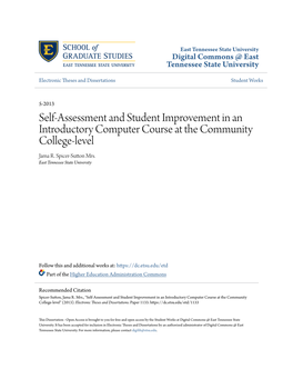 Self-Assessment and Student Improvement in an Introductory Computer Course at the Community College-Level Jama R