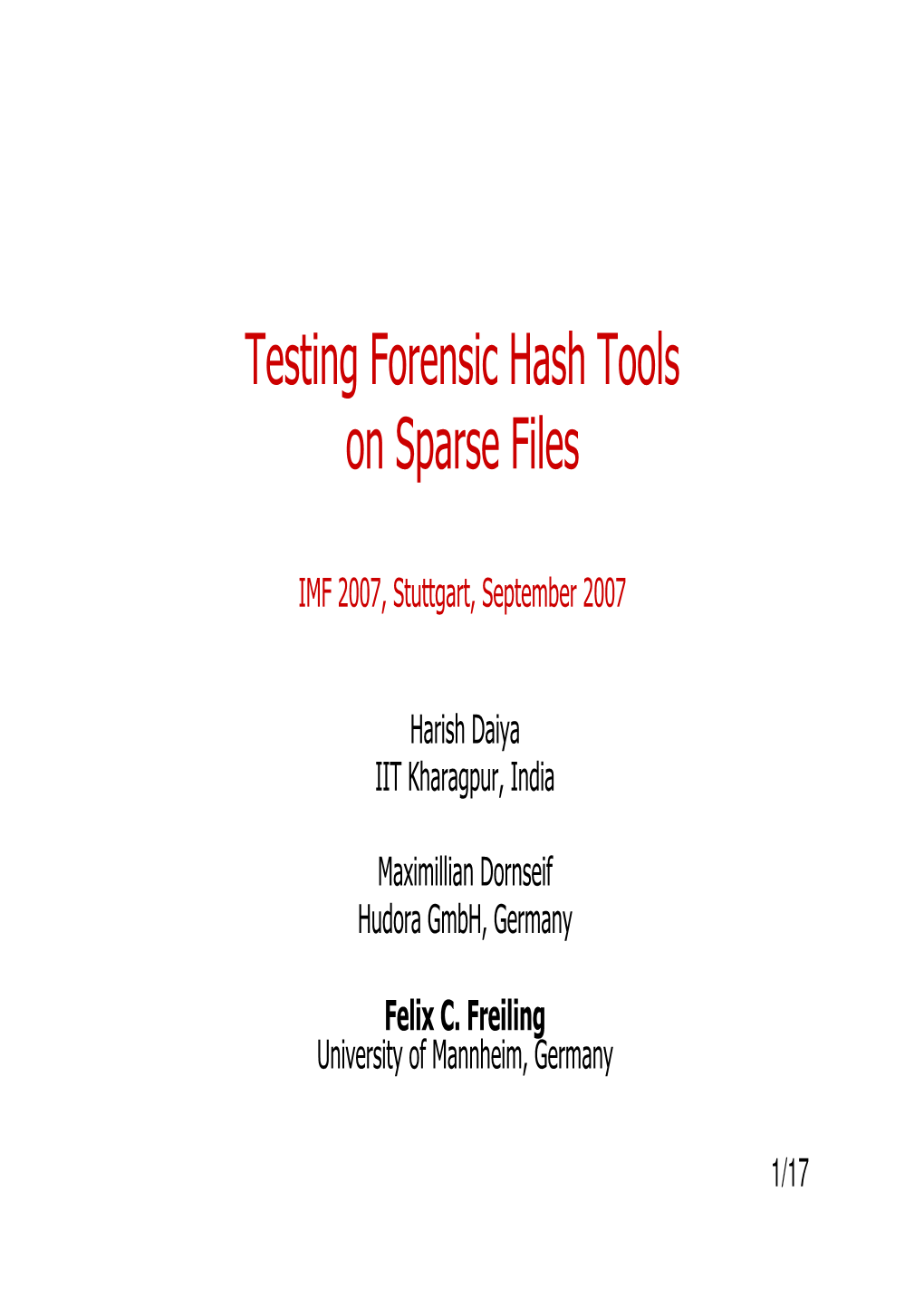 Testing Forensic Hash Tools on Sparse Files