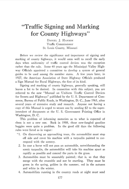“Traffic Signing and Marking for County Highways” D Aniel J