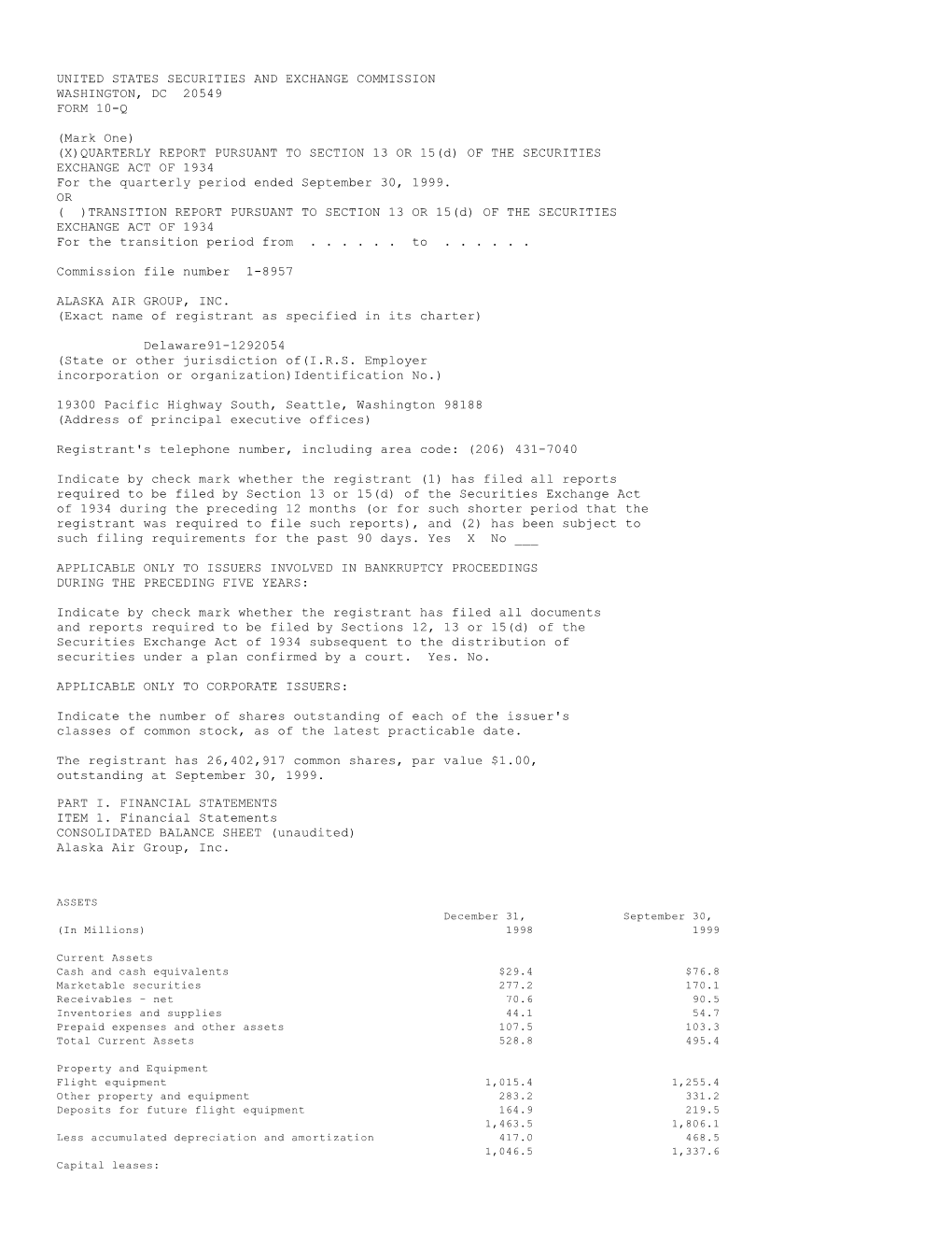 United States Securities and Exchange Commission Washington, Dc 20549 Form 10-Q