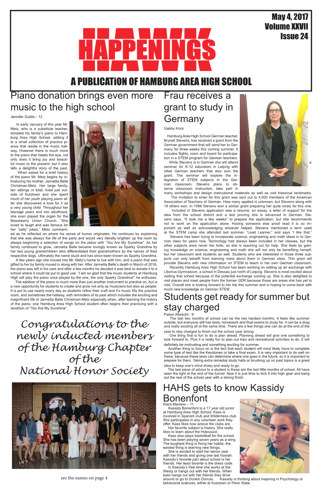 A Publication of HAMBURG AREA HIGH SCHOOL HAHS Gets