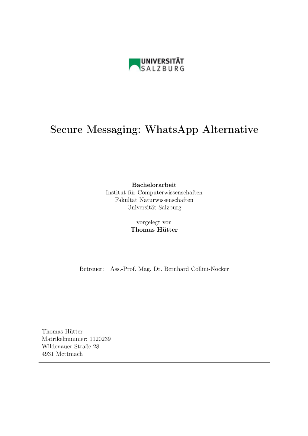 Secure Messaging: Whatsapp Alternative