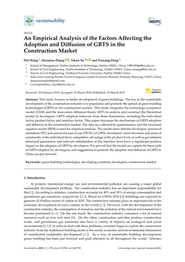 An Empirical Analysis of the Factors Affecting the Adoption and Diffusion of GBTS in the Construction Market