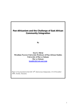 Pan Africanism and the Challenge of EAC Integration