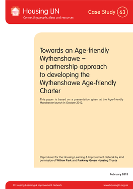 Towards an Age-Friendly Wythenshawe – a Partnership Approach to Developing the Wythenshawe Age-Friendly Charter