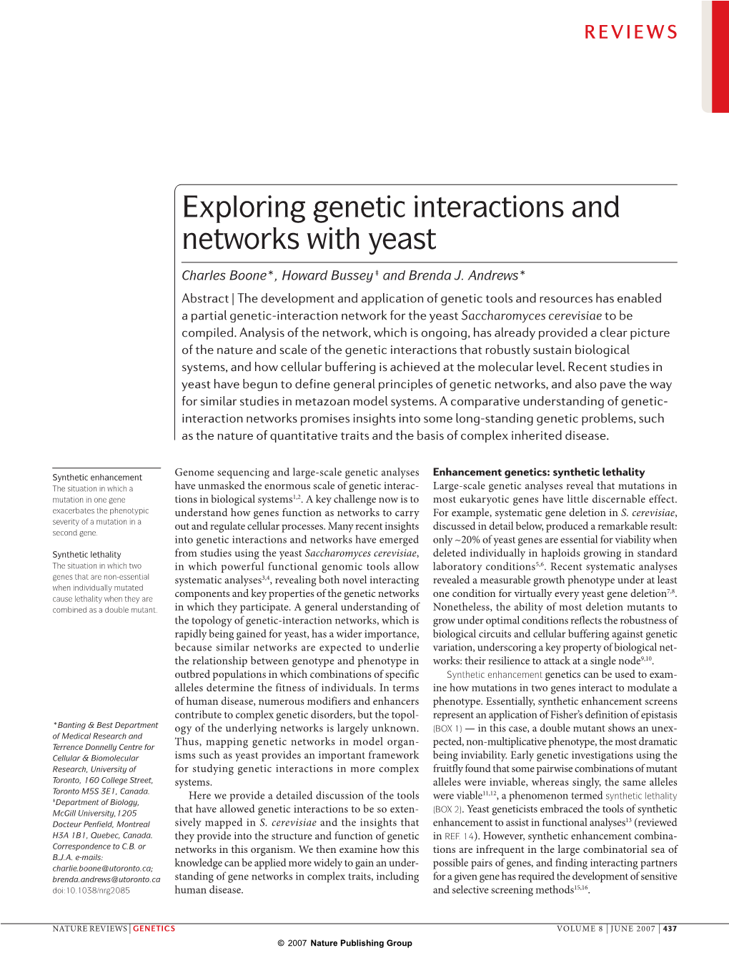 Exploring Genetic Interactions and Networks with Yeast