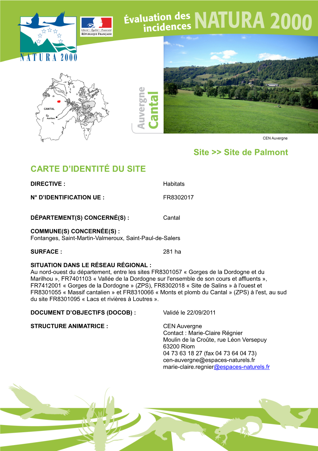 Site De Palmont CARTE D’IDENTITÉ DU SITE