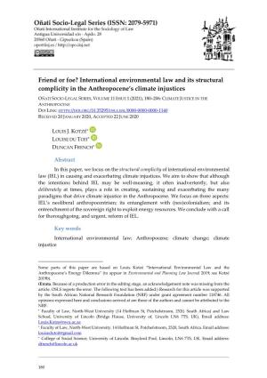 International Environmental Law and Its Structural Complicity in the Anthropocene’S Climate Injustices