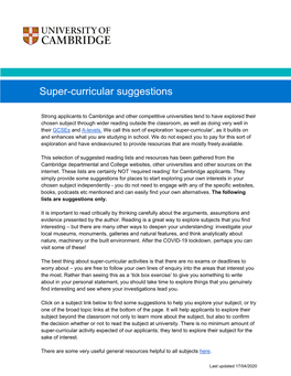 Super-Curricular Suggestions