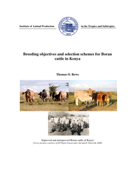 Breeding Objectives and Selection Schemes for Boran Cattle in Kenya