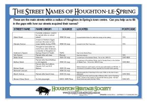 Street Names of Houghton-Le-Spring