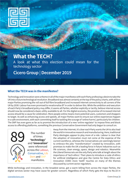 What the TECH? a Look at What This Election Could Mean for the Technology Sector Cicero Group | December 2019