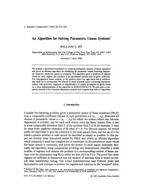 An Algorithm for Solving Parametric Linear Systems +