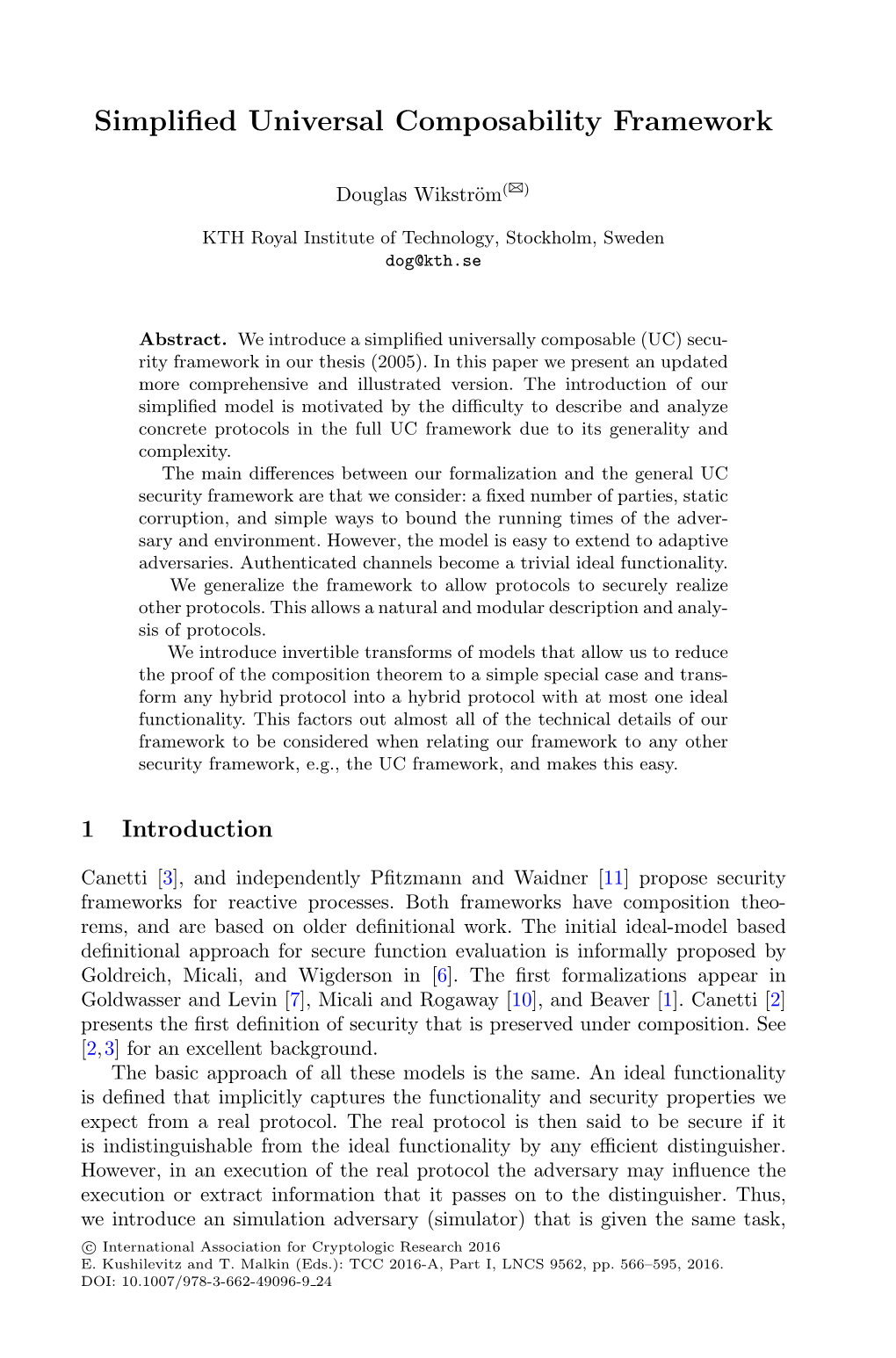 Simplified Universal Composability Framework