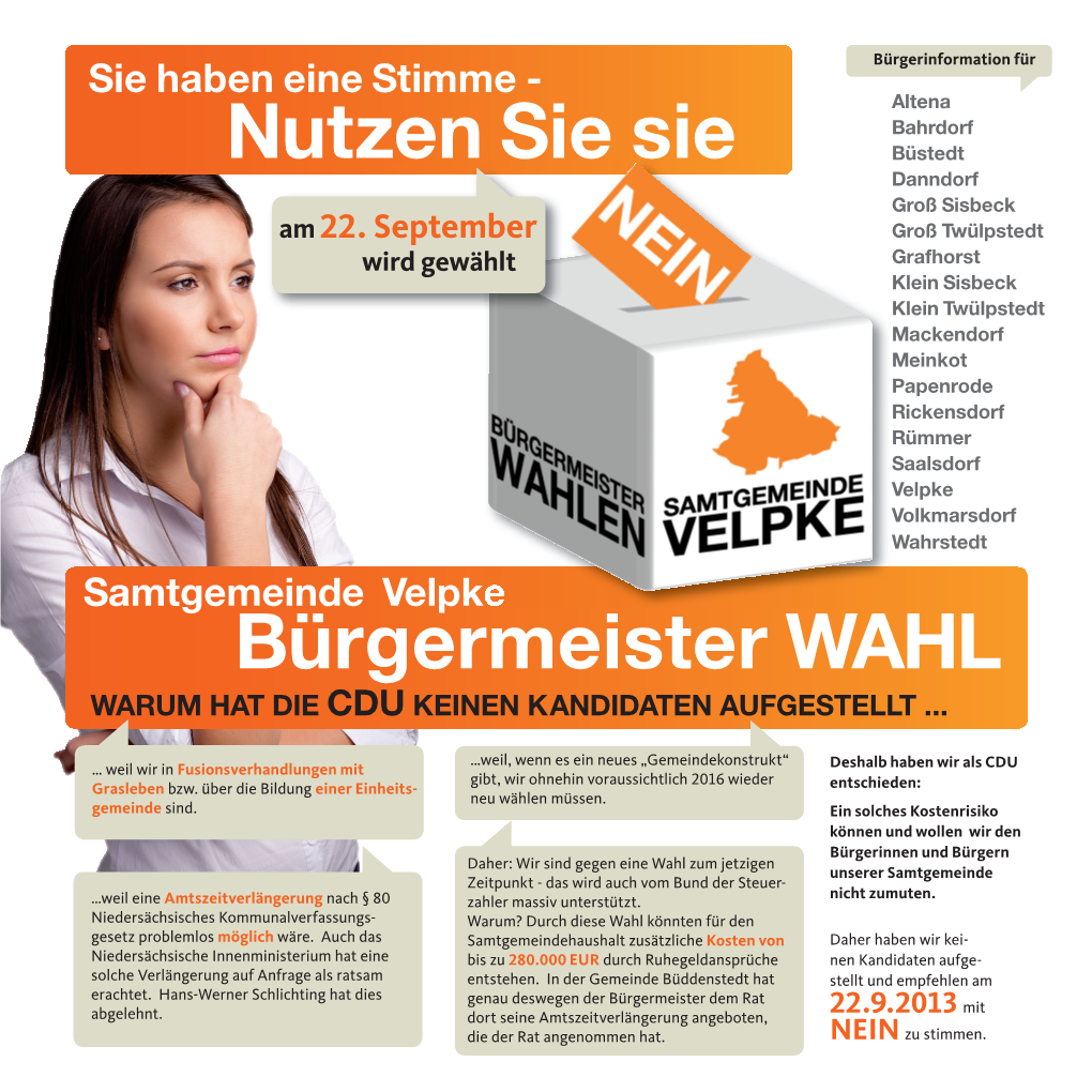 Bürgermeister WAHL Nutzen Sie