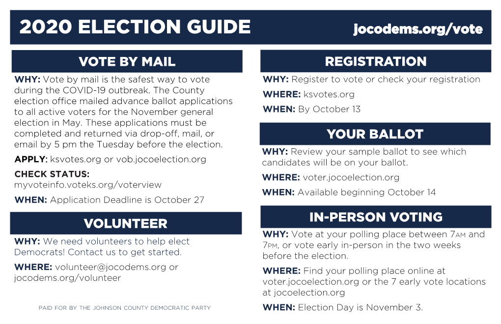 2020 ELECTION GUIDE Jocodems.Org/Vote