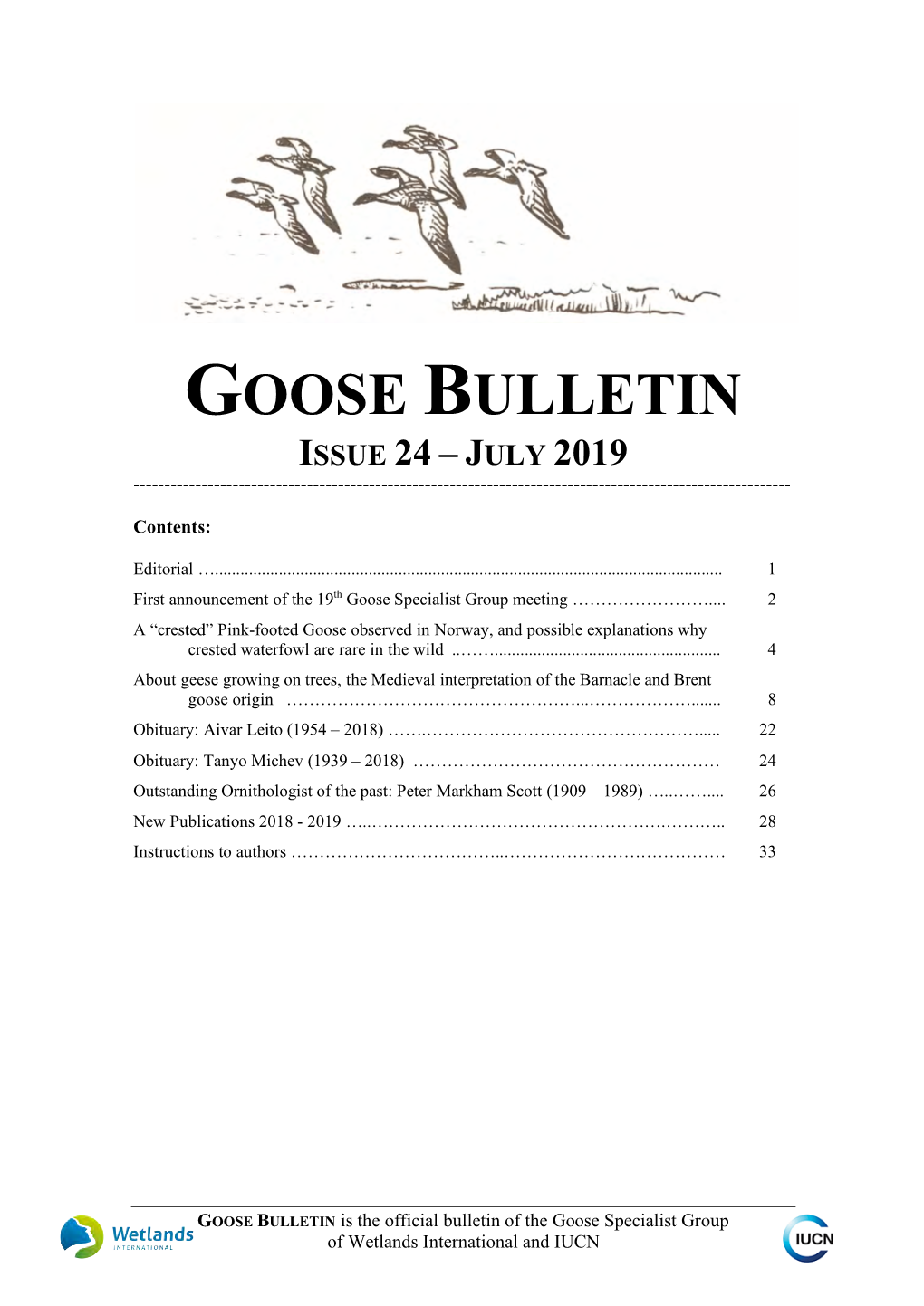 Goose Bulletin Issue 24 – July 2019