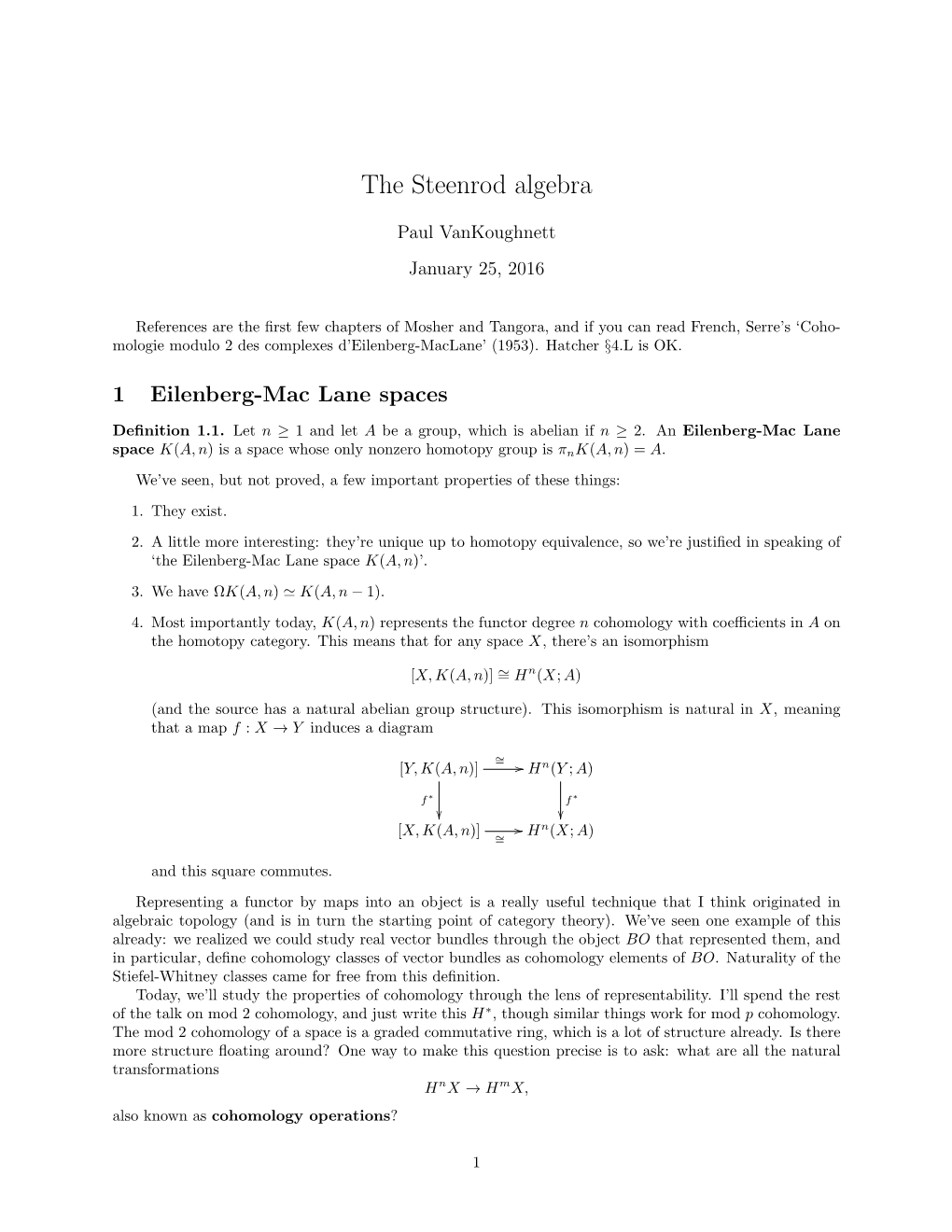 The Steenrod Algebra