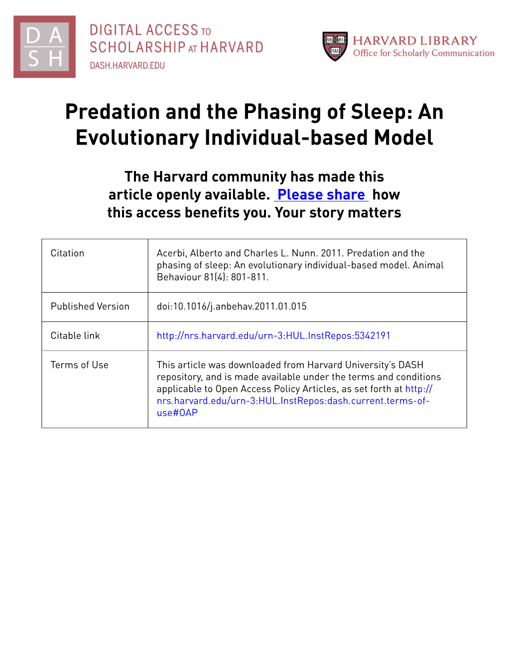 Predation and the Phasing of Sleep: an Evolutionary Individual-Based Model