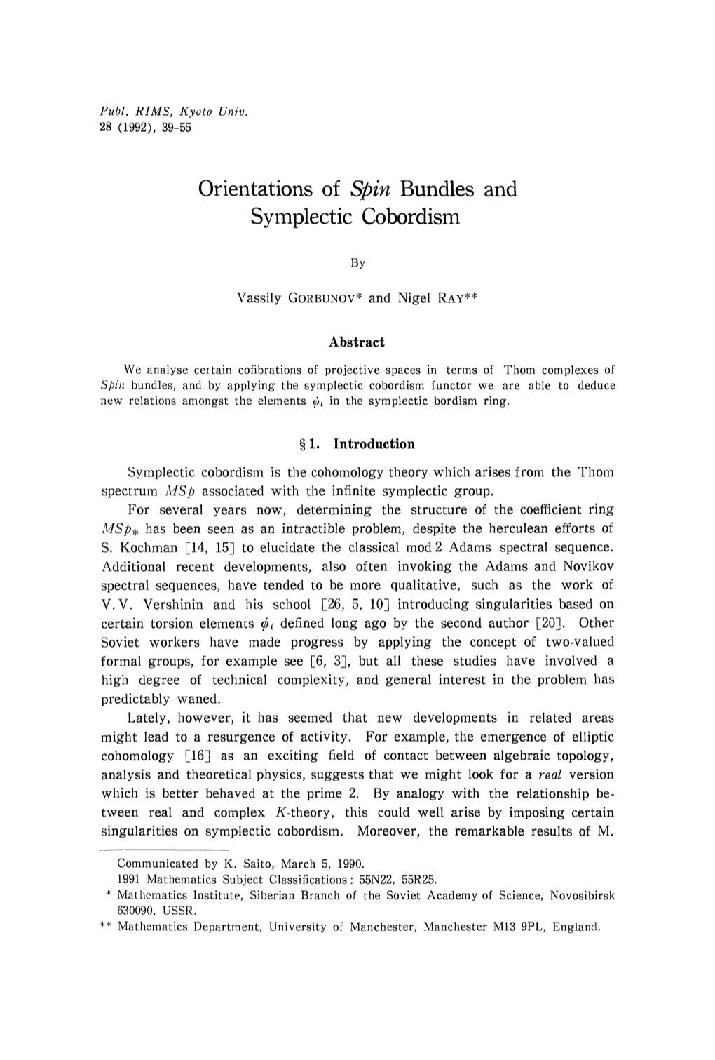 Orientations of Spin Bundles and Symplectic Cobordism