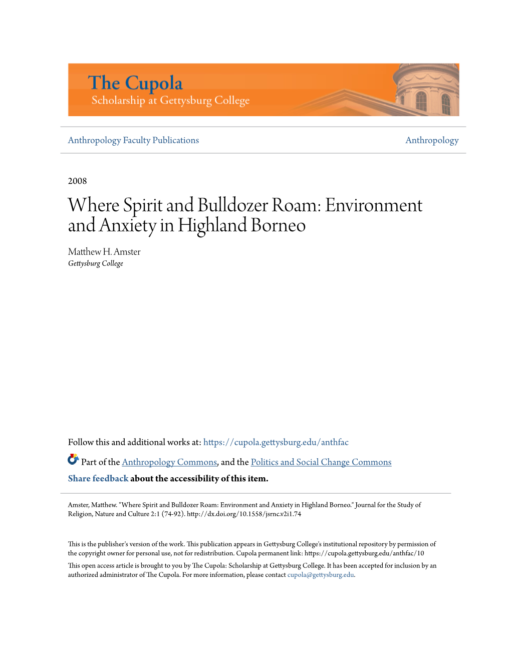 Environment and Anxiety in Highland Borneo Matthew H