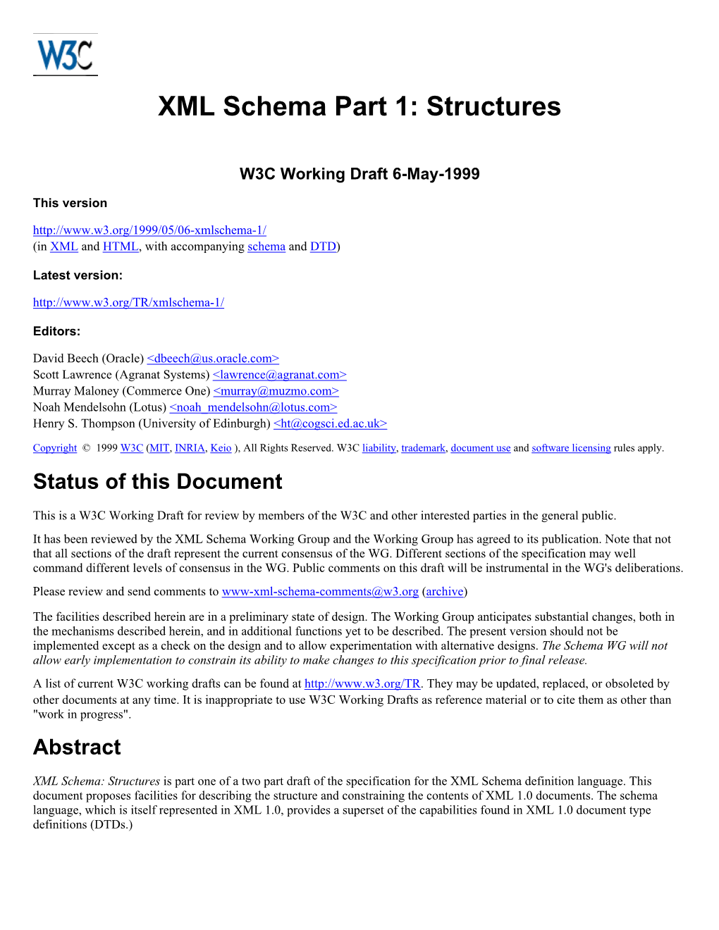 XML Schemas: Datatypes], Published Simultaneously with This Recommendation