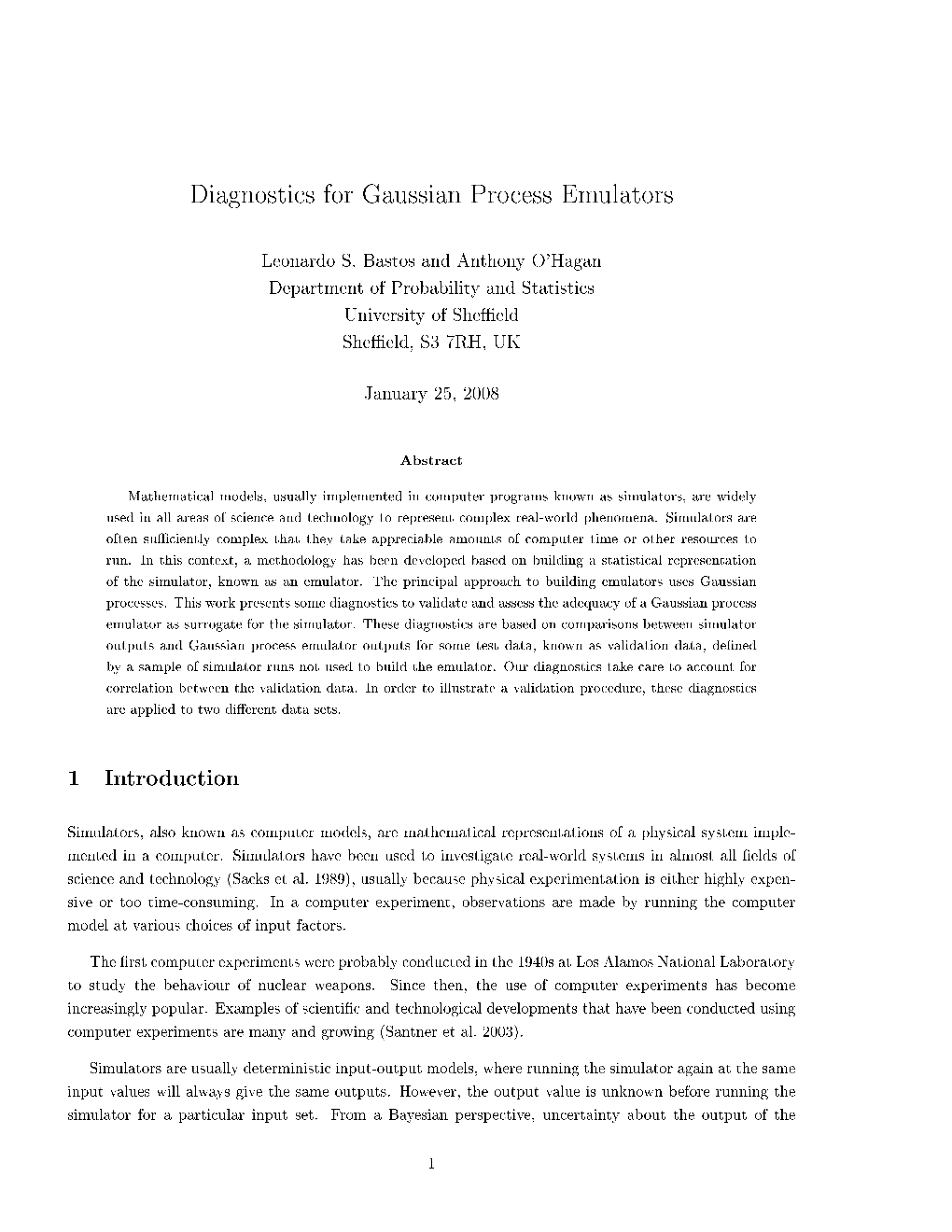 Diagnostics for Gaussian Process Emulators