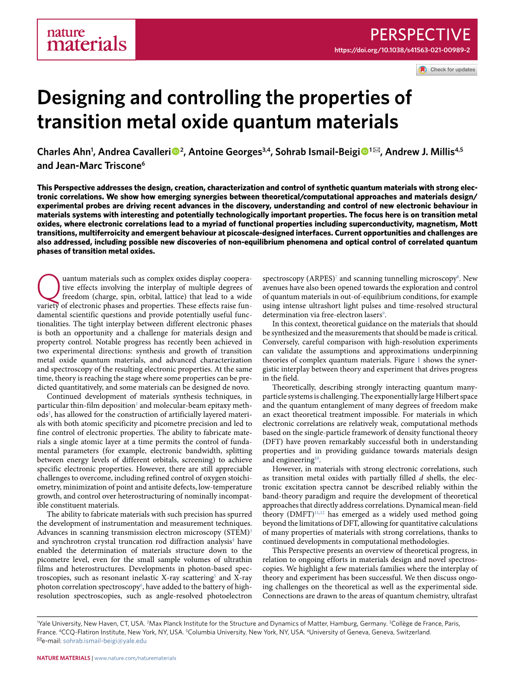 Designing and Controlling the Properties of Transition Metal Oxide Quantum Materials