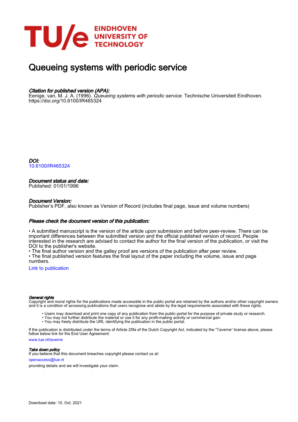 Queueing Systems with Periodic Service
