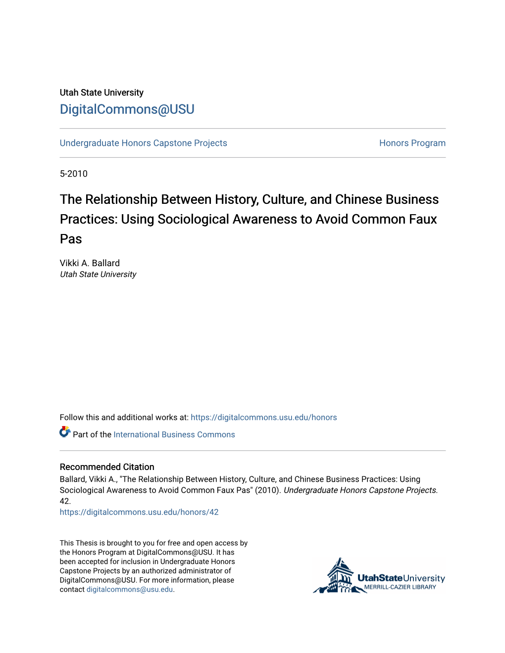 The Relationship Between History, Culture, and Chinese Business Practices: Using Sociological Awareness to Avoid Common Faux Pas