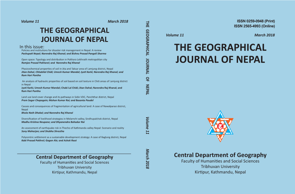 The Geographical Journal of Nepal Vol 11