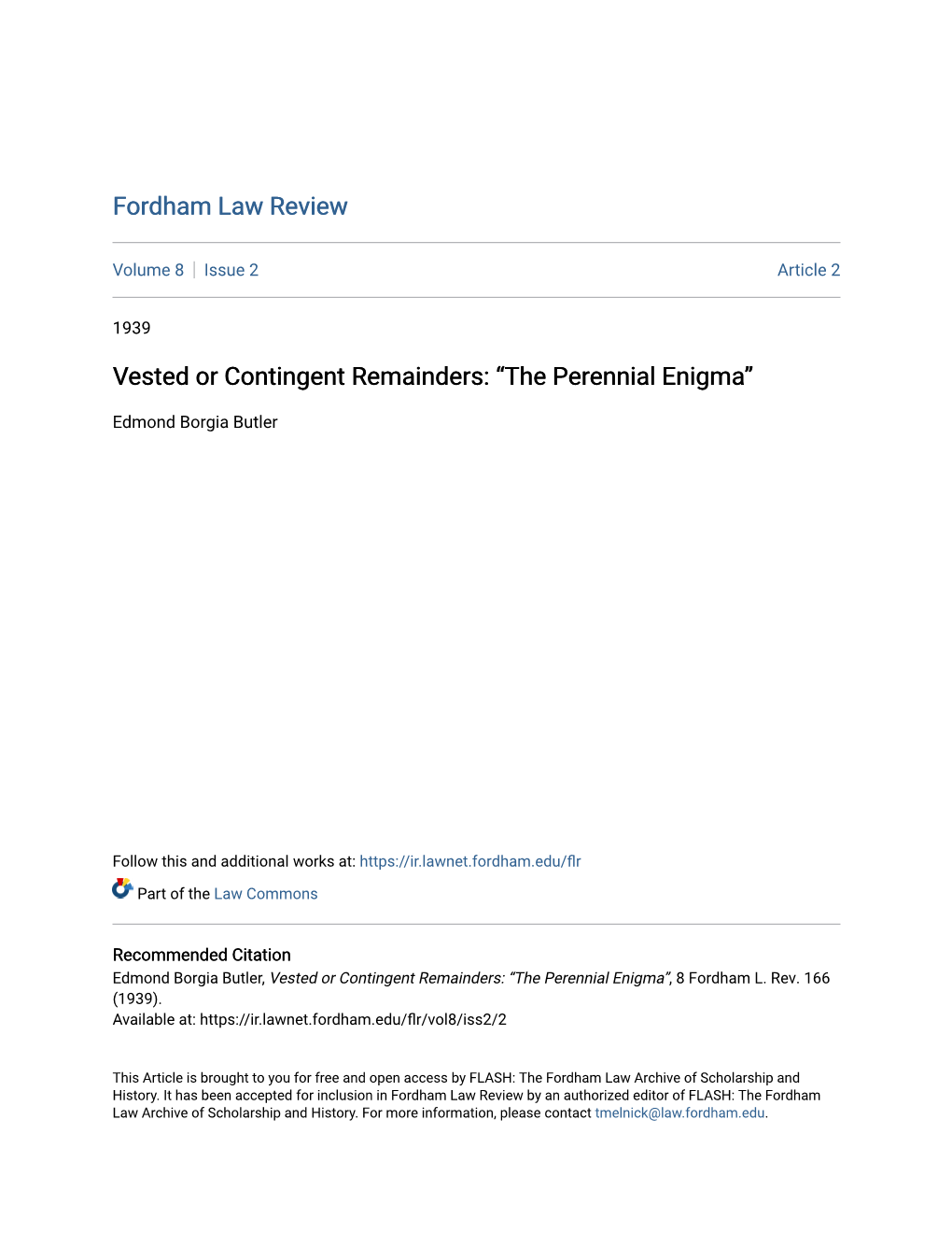 Vested Or Contingent Remainders: “The Perennial Enigma”