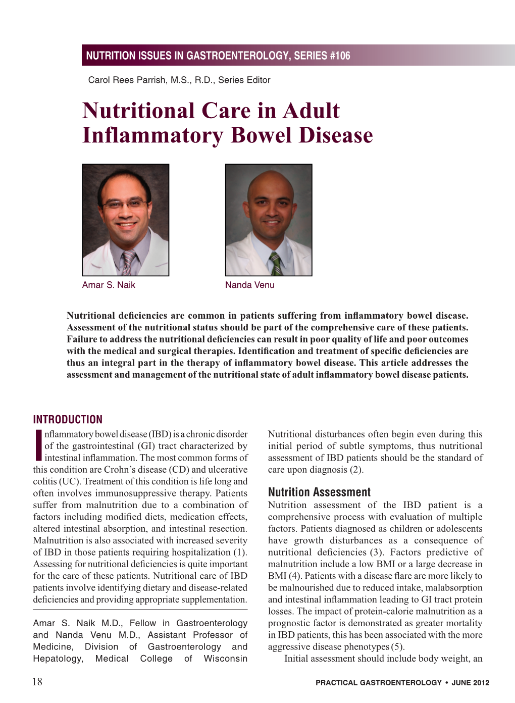 Nutritional Care in Adult Inflammatory Bowel Disease