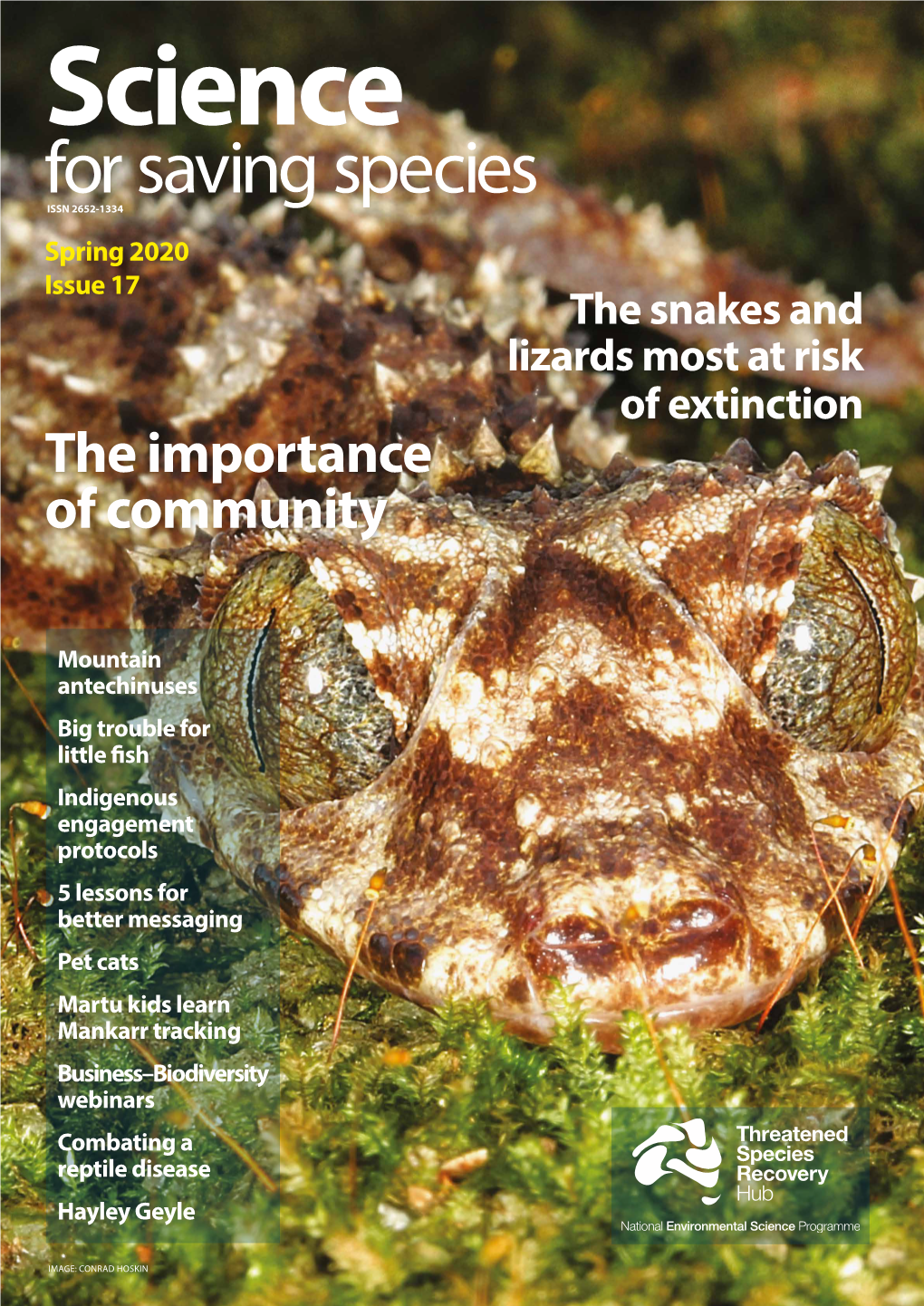 For Saving Species ISSN 2652-1334 Spring 2020 Issue 17 the Snakes and Lizards Most at Risk of Extinction the Importance of Community