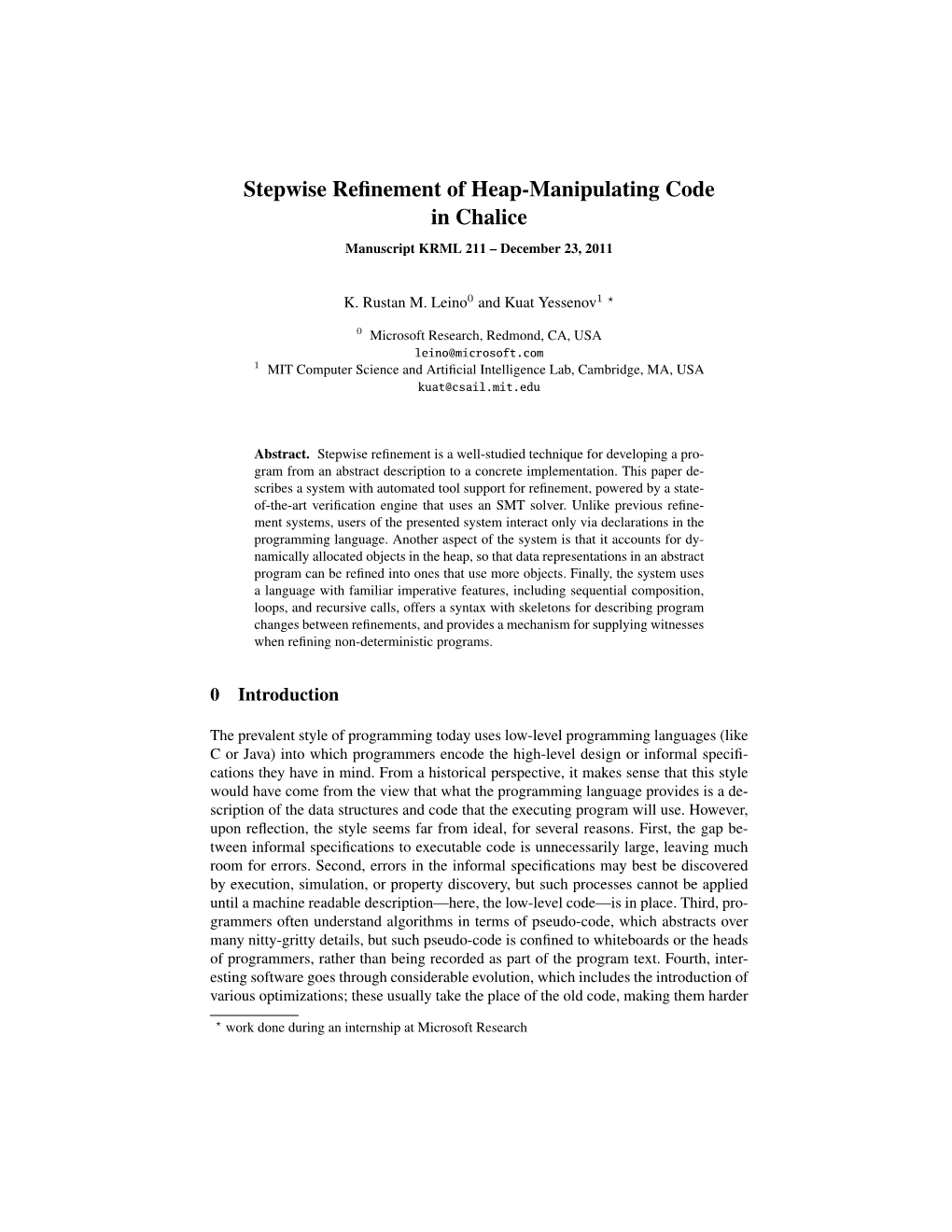 Stepwise Refinement of Heap-Manipulating Code in Chalice