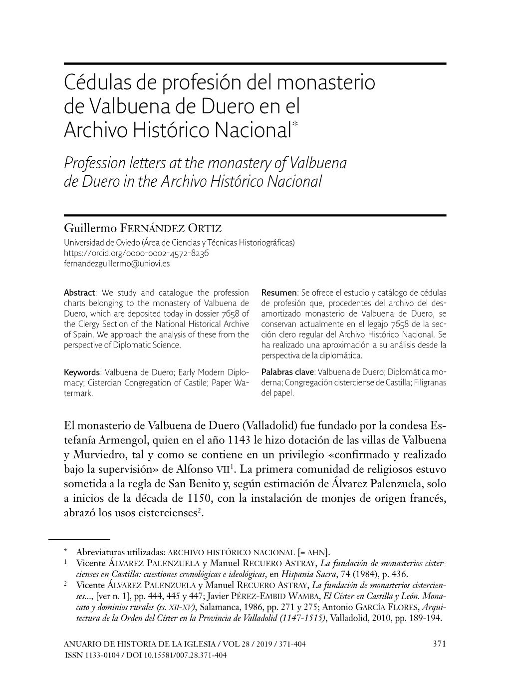 Cédulas De Profesión Del Monasterio De Valbuena De Duero