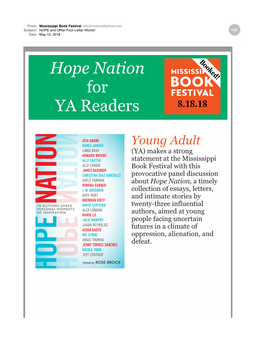 Hope Nation for YA Readers