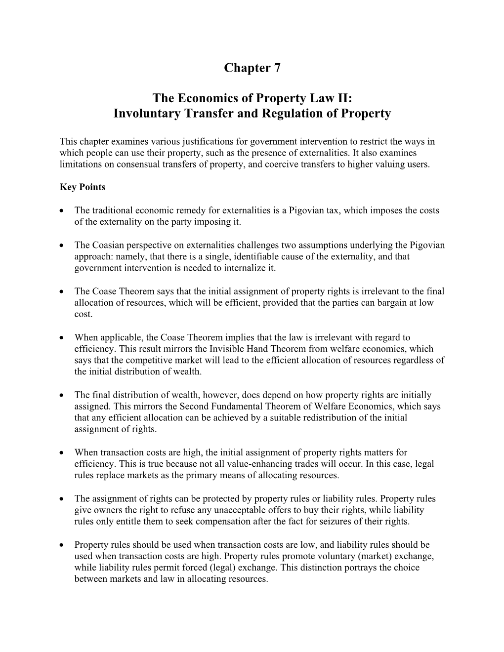 Chapter 7 the Economics of Property Law II: Involuntary Transfer And