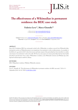 The Effectiveness of a Wikimedian in Permanent Residence: the BEIC Case Study