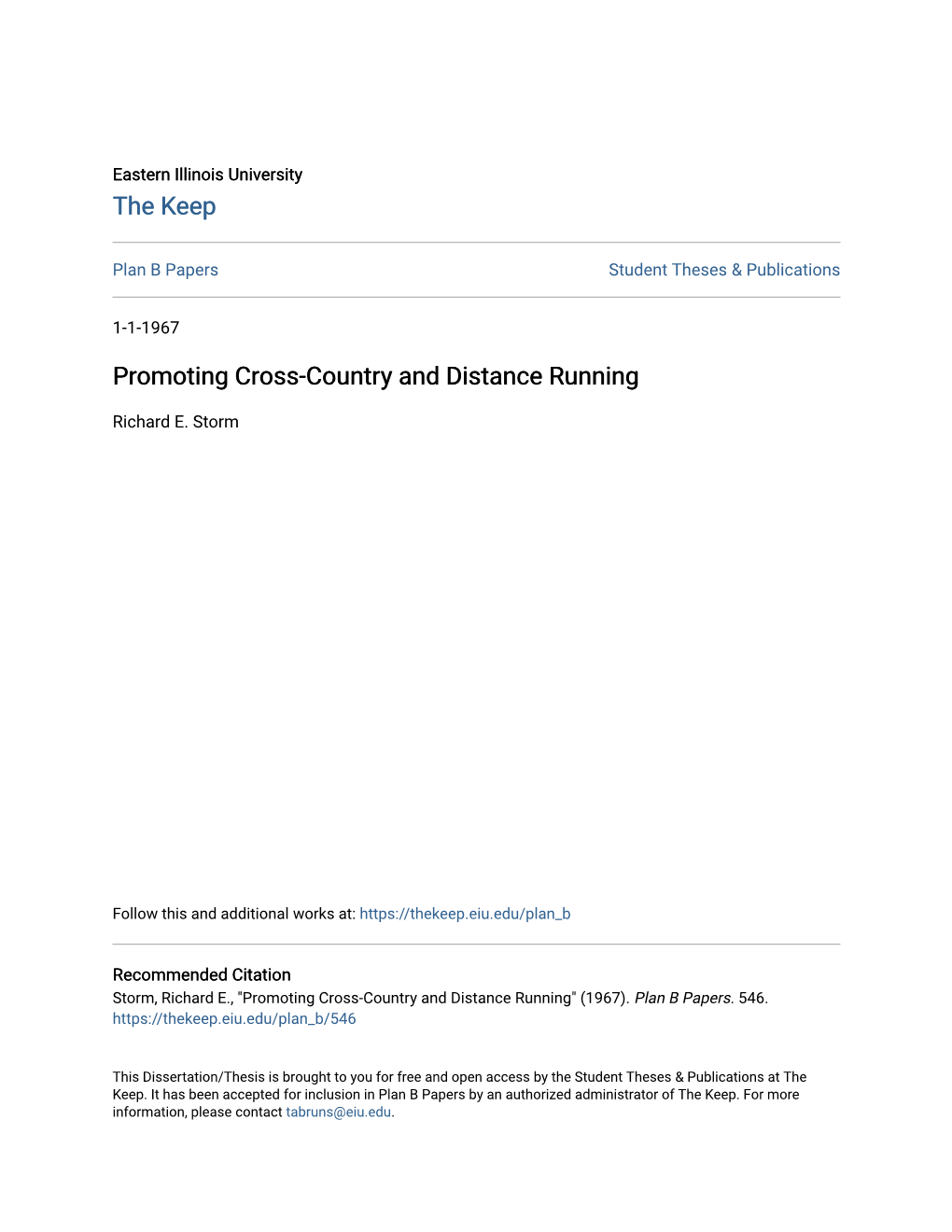 Promoting Cross-Country and Distance Running