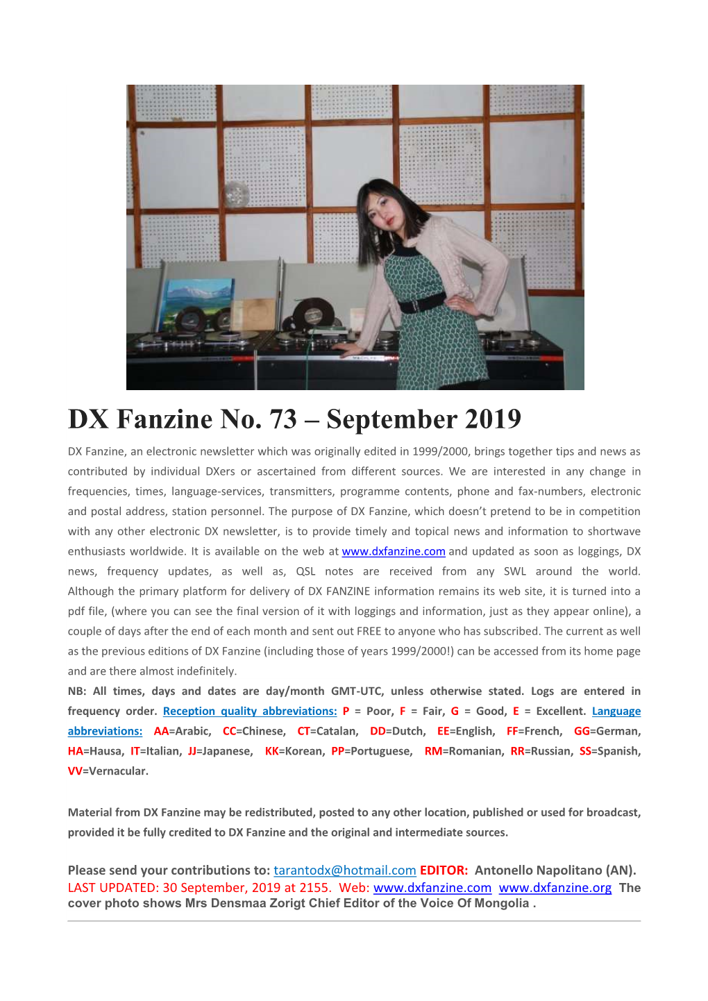 DX Fanzine No. 73 – September 2019