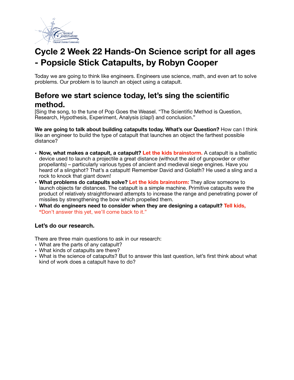 Science Cycle 2 Week 22 Popsicle Stick Catapults by Robyn Cooper