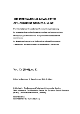 The International Newsletter of Communist Studies Online