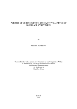 Politics of Child Adoption: Comparative Analysis of Russia and Kyrgyzstan