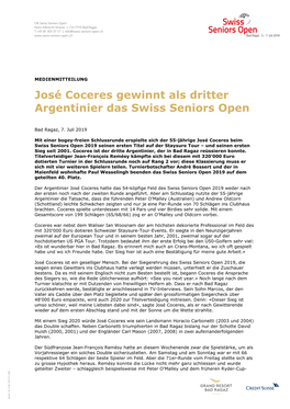 José Coceres Gewinnt Als Dritter Argentinier Das Swiss Seniors Open